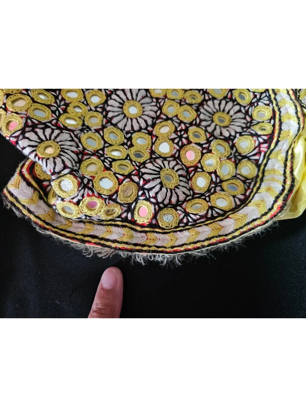 Vintage Kids Afghan Baluchi Emporium Waistcoat Vest Mirrored Yellow Gold Small